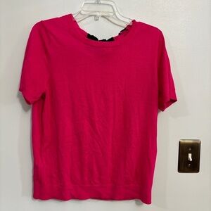 Ann Taylor pink short sleeve sweater with bow on back extra large